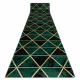 Passadeira EMERALD exclusivo 1020 glamour, à moda mármore, triângulos garrafa verde / ouro