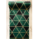 Tapis de couloir EMERALD exclusif 1020 glamour, élégant marbre, triangles bouteille verte / or