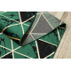 Passatoia EMERALD esclusivo 1020 glamour, elegante Marmo, triangoli verde bottiglia / oro