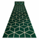Kizárólagos EMERALD futó szőnyeg 1014 glamour, elegáns kocka üveg zöld / arany