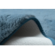 Modern tvättmatta POSH circle shaggy, plysch, mycket tjock halkskydd blå