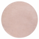 Σύγχρονο χαλί πλύσης POSH κύκλος δασύτριχος, βελούδινο, παχύ αντιολισθητικό ροζ