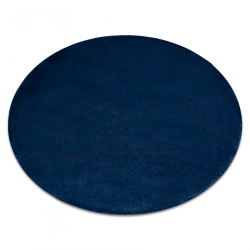 Alfombra de lavado moderna POSH circulo shaggy, felpa, gruesa antideslizante, azul oscuro