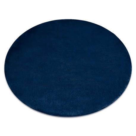 Alfombra de lavado moderna POSH circulo shaggy, felpa, gruesa antideslizante, azul oscuro