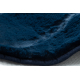 Modern tvättmatta POSH circle shaggy, plysch, mycket tjock halkskydd mörkblå