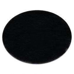 Covor modern de spălat POSH cerc shaggy negru, antiderapant, gros