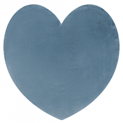 Mūsdienīgs mazgāšanas paklājs SHAPE 3105 Sirds shaggy - zils, plīša, pretslīdes 