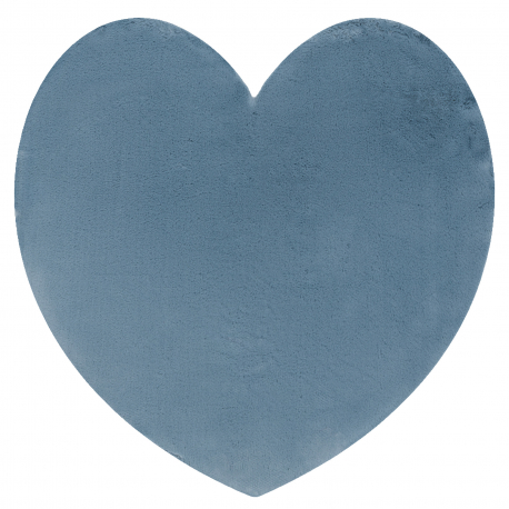 Mūsdienīgs mazgāšanas paklājs SHAPE 3105 Sirds shaggy - zils, plīša, pretslīdes 