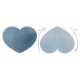 Koberec pratelný SHAPE 3105 Srdce Shaggy - modrý plyšový, protiskluzový