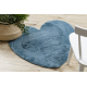Sodobna pralna preproga SHAPE 3105 Srce shaggy - modra barva plišasta, protidrsna