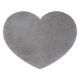 Sodobna pralna preproga SHAPE 3105 Srce shaggy - siva barva plišasta, protidrsna
