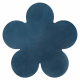 Koberec prateľný SHAPE 3106 Kvetina Shaggy - modrý plyšový protišmykový 