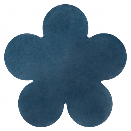 Dywan SHAPE 3106 Kwiatek Shaggy - niebieski pluszowy, antypoślizgowy, do prania