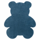 Modern washing carpet SHAPE 3146 Teddy bear shaggy - blue plush, anti-slip 