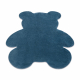 Moderner Waschteppich SHAPE 3146 Teddybär Shaggy - blau plüschig, Antirutsch 