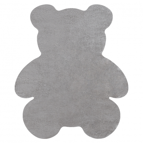 Moderner Waschteppich SHAPE 3146 Teddybär Shaggy - grau plüschig, Antirutsch 