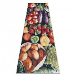 Tapis lavable ANDRE 1711 Fruits et légumes, pour la cuisine, antidérapant - vert