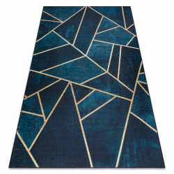ANDRE 1173 mosható szőnyeg mozaik, geometriai csúszásgátló - türkiz / arany