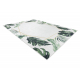 ANDRE 1168 umývací koberec Listy, geometrický protišmykový - biely / zelená