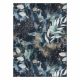 ANDRE 1336 umývací koberec Listy protišmykový - čierny / tyrkysová