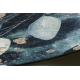 ANDRE 1336 tapijt wasbaar Bladeren antislip - zwart / turkoois
