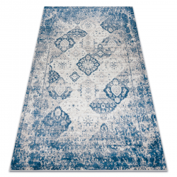 ANDRE 1819C mosható szőnyeg Rozetta, vintage csúszásgátló - bézs / kék
