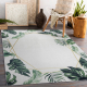 ANDRE 1168 umývací koberec Listy, geometrický protišmykový - biely / zelená