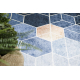ANDRE 1216 mazgāšanas paklājs Kubs, geometriskais pretslīdēšana - zils