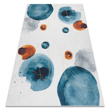 ANDRE 1112 mosható szőnyeg Absztrakció csúszásgátló - fehér / kék