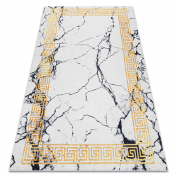 ANDRE 1126 Waschteppich Marmor, griechisch Anti-Rutsch - weiß / gold