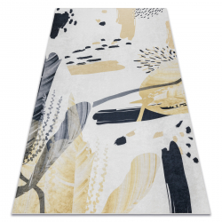 Tapis lavable ANDRE 1097 Abstraction antidérapant - blanc / jaune