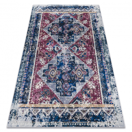 ANDRE mycí kobereček 1136 orientální vintage protiskluz - bordó / modrý