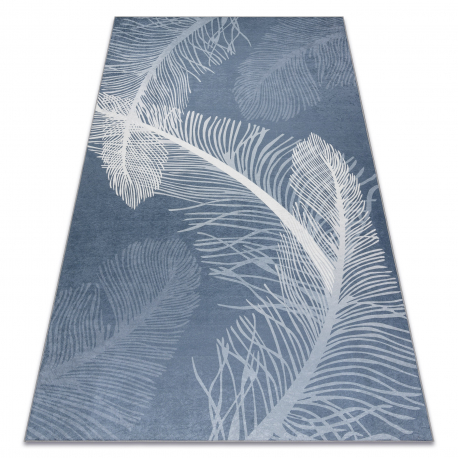 ANDRE 1148 washing carpet Feathers, vintage anti-slip - blue