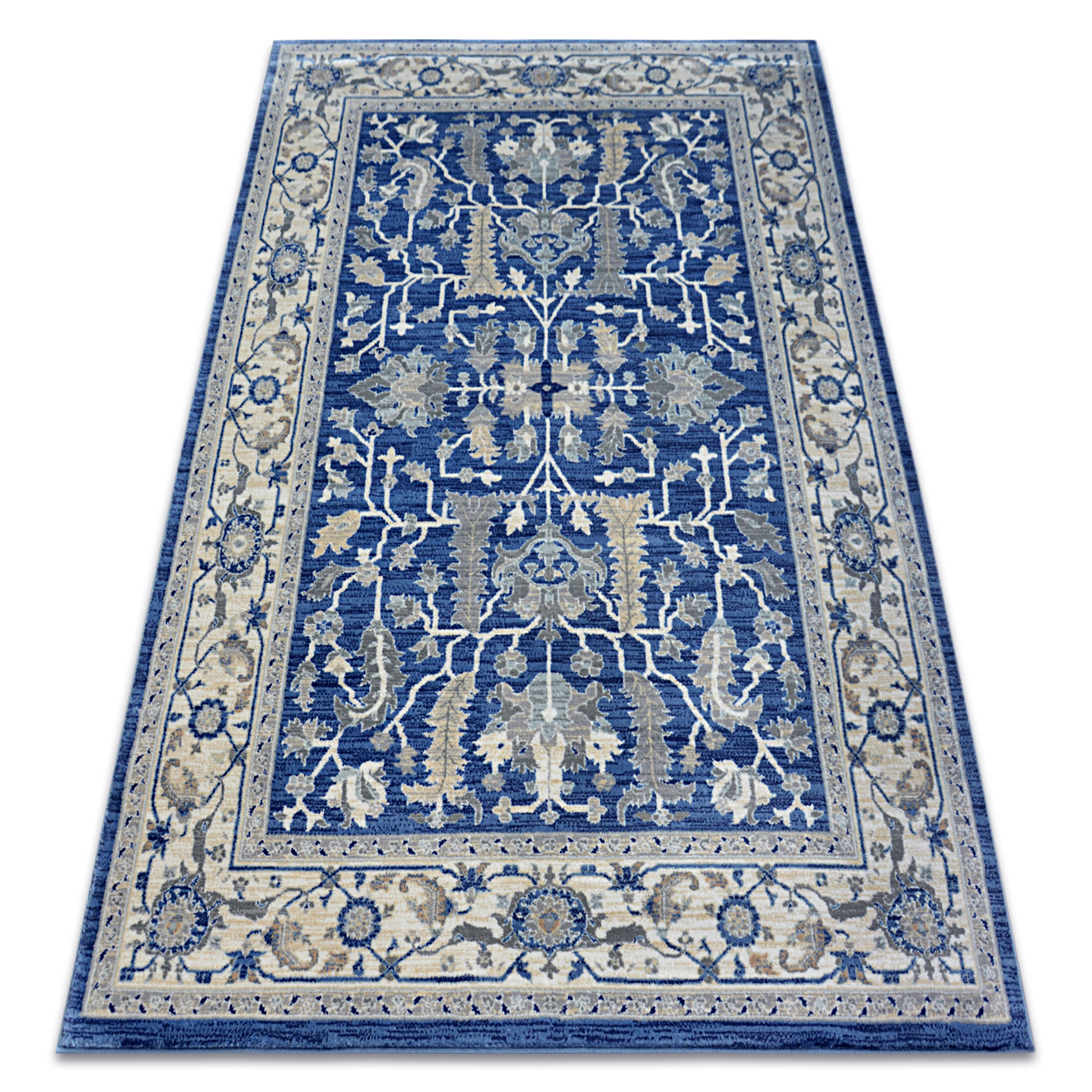 TRADITIONAL Carpets STYLISH RUG WINDSOR Jacquard navy blue Flowers High Quality 