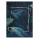 ANDRE 1170 mosható szőnyeg Levelek, geometriai csúszásgátló - kék