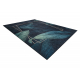 ANDRE 1170 tapijt wasbaar Bladeren, geometrisch antislip - blauw
