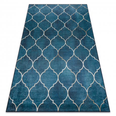 ANDRE 1181 Waschteppich Marokkanisches Spalier Anti-Rutsch - blau - Teppiche