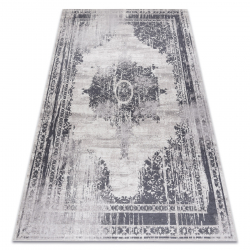 ANDRE 1187 umývací koberec Ornament, protišmykový - čierna -biela