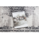 Alfombra lavable ANDRE 1187 Ornamento, vintage antideslizante - negro / blanco