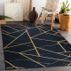 ANDRE 1222 washing carpet Marble, geometric anti-slip - black