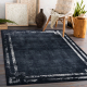 ANDRE 1486 umývací koberec vzor rámu, vintage protišmykový - čierna -biela