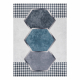 ANDRE 1863 mosható szőnyeg gyémánt, geometriai csúszásgátló - fehér / fekete