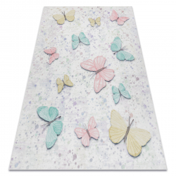 Килим за пране BAMBINO 1610 Пеперуди за деца неплъзгащ се - сметана