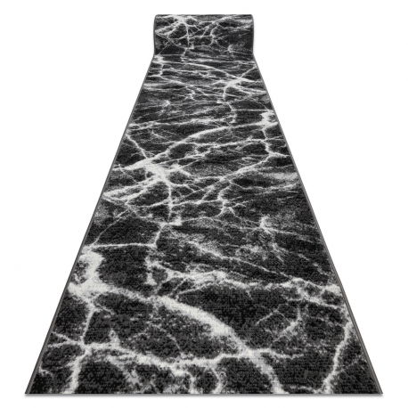 Alfombra de pasillo BCF MORAD Mármol antracita / negro 90 cm
