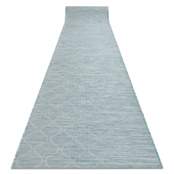 PATIO Priekšnama paklājs no sizala, plakani austs ar auklu, Marokas režģis, modelis 3069, ūdens zils / bēšs