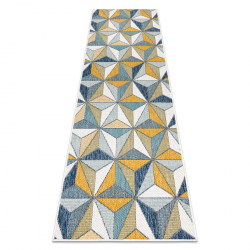 Koberec, běhoun SISAL COOPER Mozaika, Trojúhelníky 22222 ecru / tmavě modrý