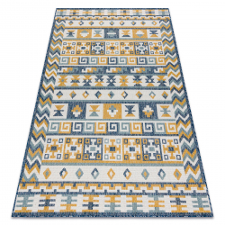 Teppich SISAL COOPER Aztekisch, Etno, Zickzack 22218 ecru / dunkelblau