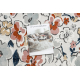 DISTIN 0123A rosa / polvo / blanca alfombra moderna - Abstracción, vintage, flecos