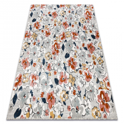 DISTIN 0100B rosa / polvo / blanca alfombra moderna - Adorno, vintage, flecos