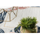 DISTIN 0843A covor modern alb / bleumarin / albastru - Ornament, cadru, vintage, franjuri